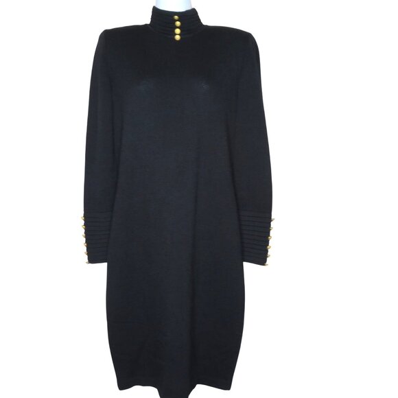 St. John Collection Black Santana Knit Dress Gold Buttons Elegant High Neck  Midi is available for purchase on au PAY Market - Imported Goods Online  Store Co.Ltd. | au PAY Market -